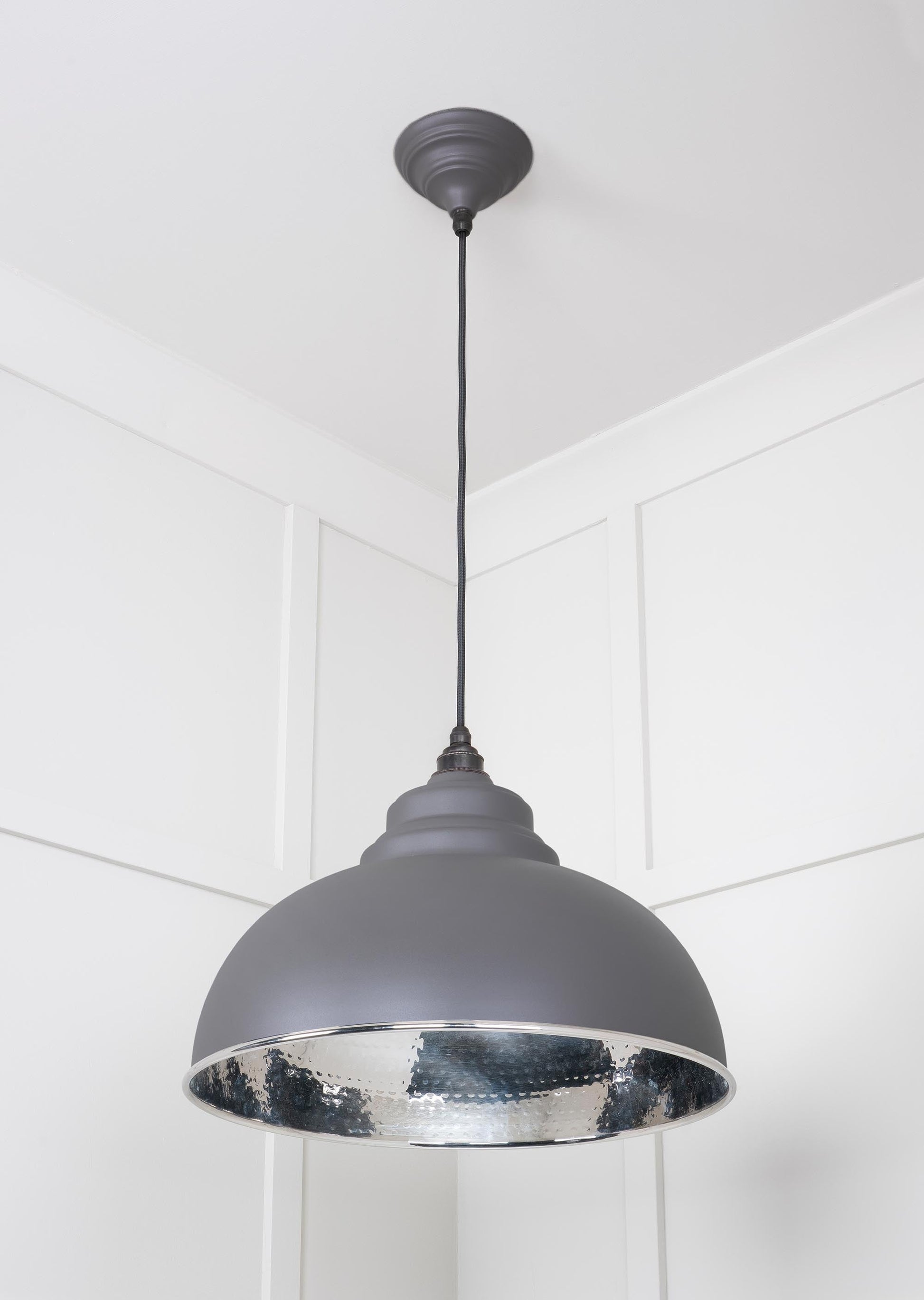 Hammered Nickel Harborne Pendant Light  Bluff, Underside.