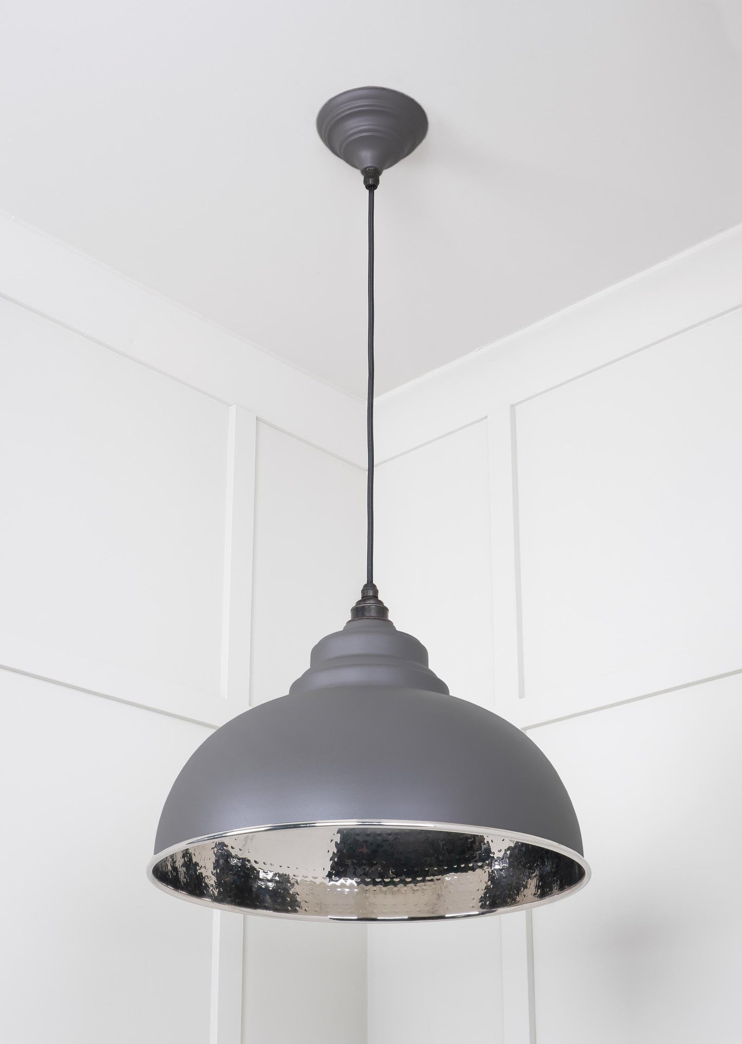 Hammered Nickel Harborne Pendant Light  Bluff, Underside.