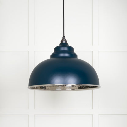 Hammered Nickel Harborne Pendant Light  Dusk, Front Side.