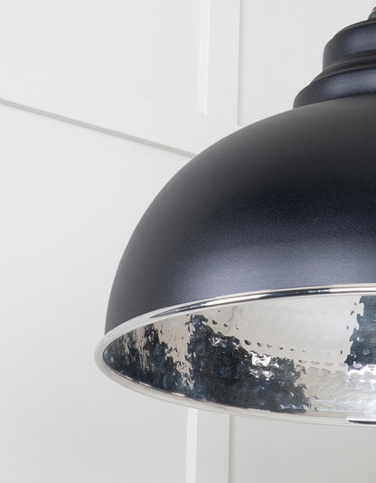 Hammered Nickel Harborne Pendant Light  Elan Black, Detailed close up view of pendant.