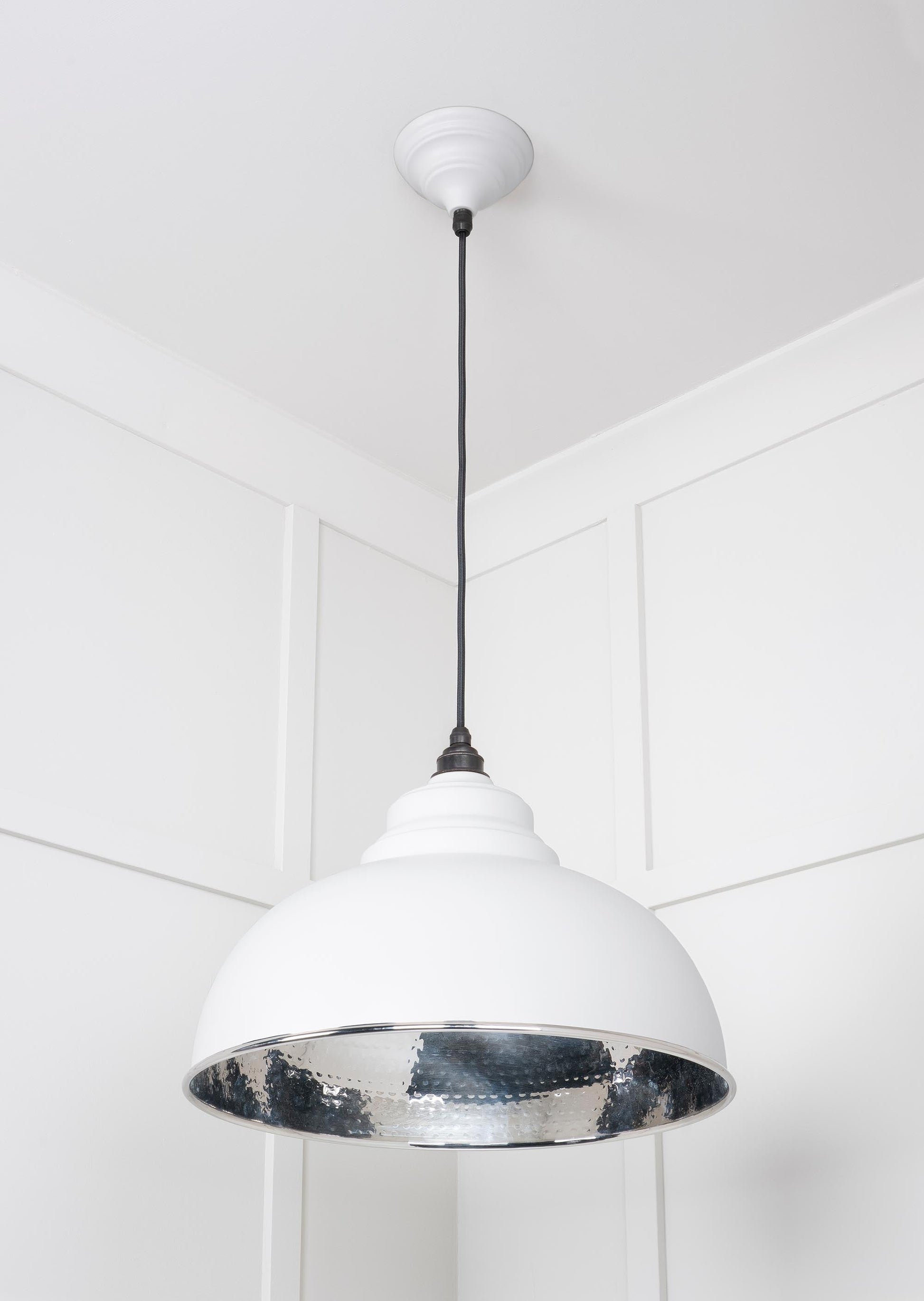 Hammered Nickel Harborne Pendant Light  Flock, Underside.