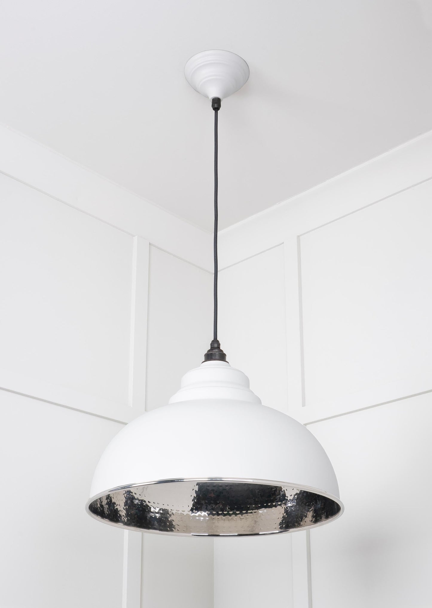 Hammered Nickel Harborne Pendant Light  Flock, Underside.