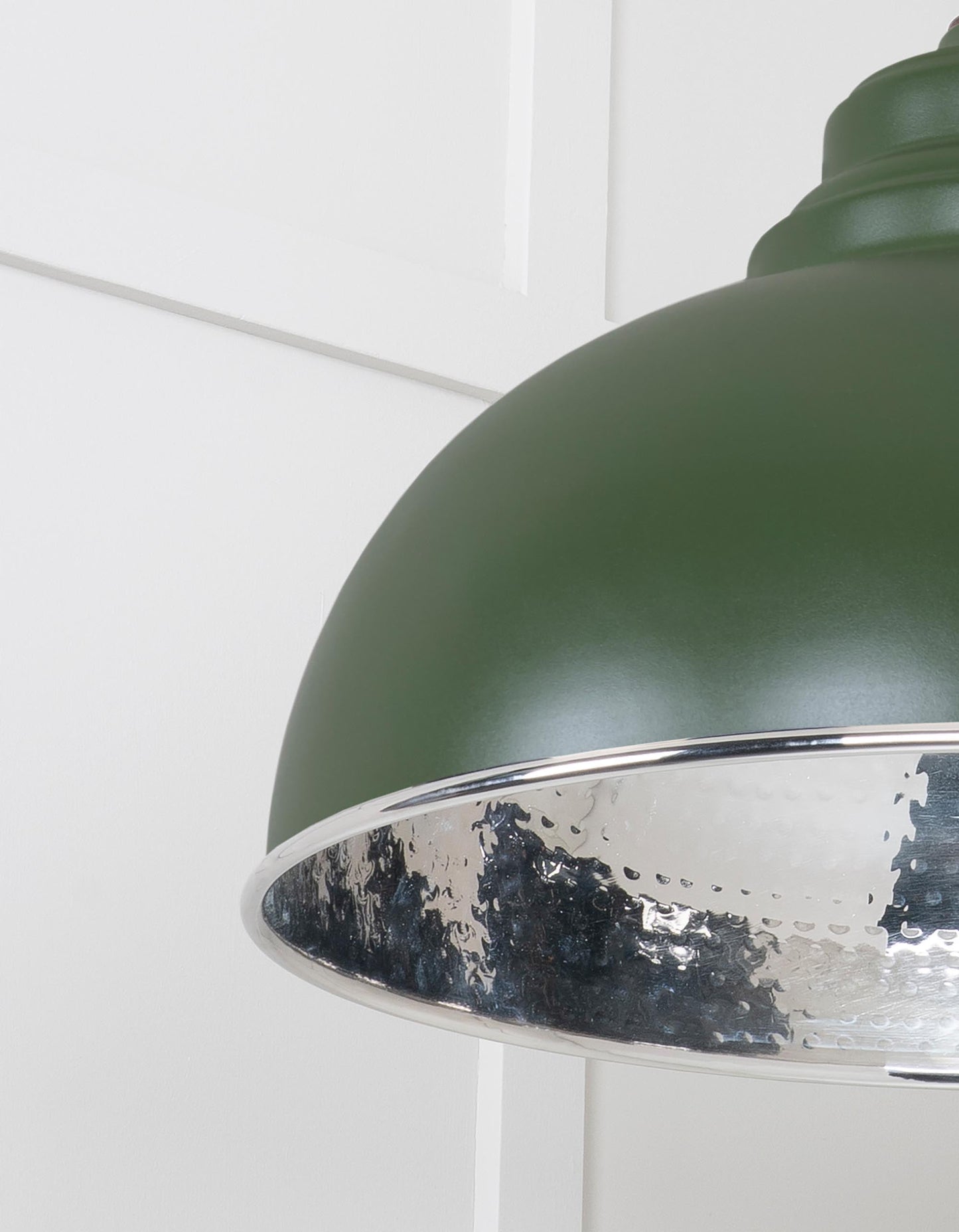 Hammered Nickel Harborne Pendant Light  Heath, Detailed close up view of pendant.