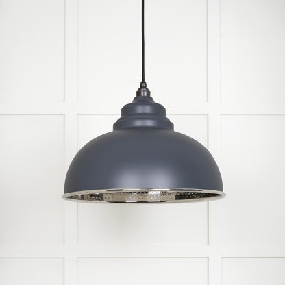 Hammered Nickel Harborne Pendant Light  Slate, Front Side.