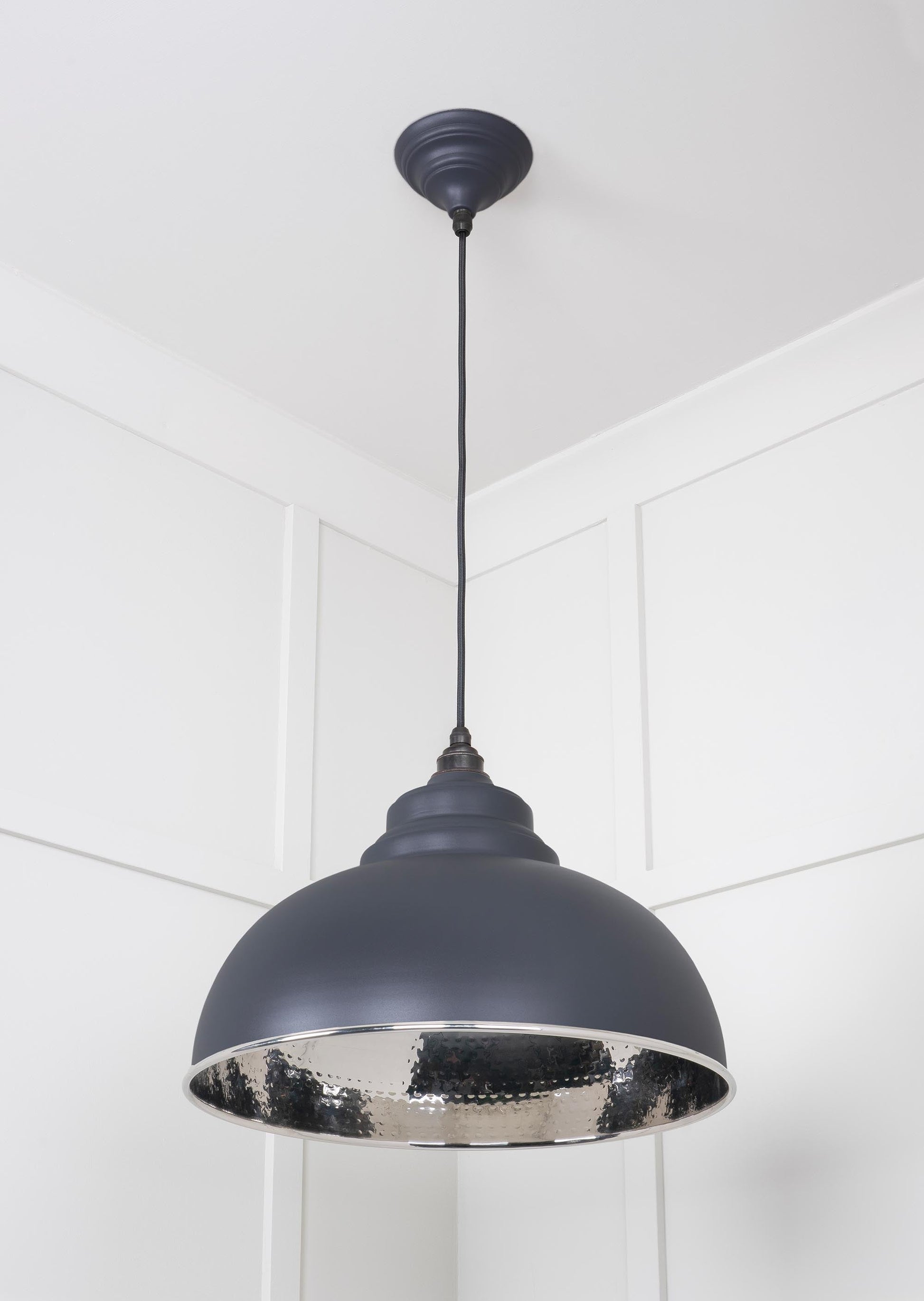 Hammered Nickel Harborne Pendant Light  Slate, Underside.