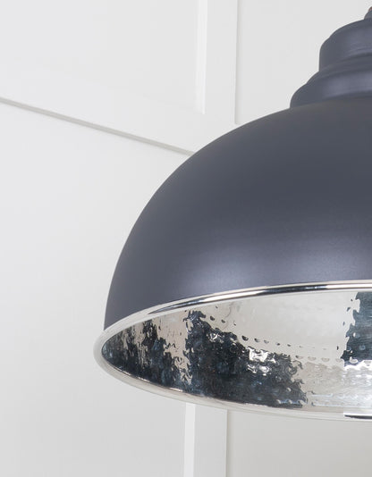 Hammered Nickel Harborne Pendant Light  Slate, Detailed close up view of pendant.