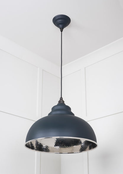 Hammered Nickel Harborne Pendant Light  Soot, Underside.