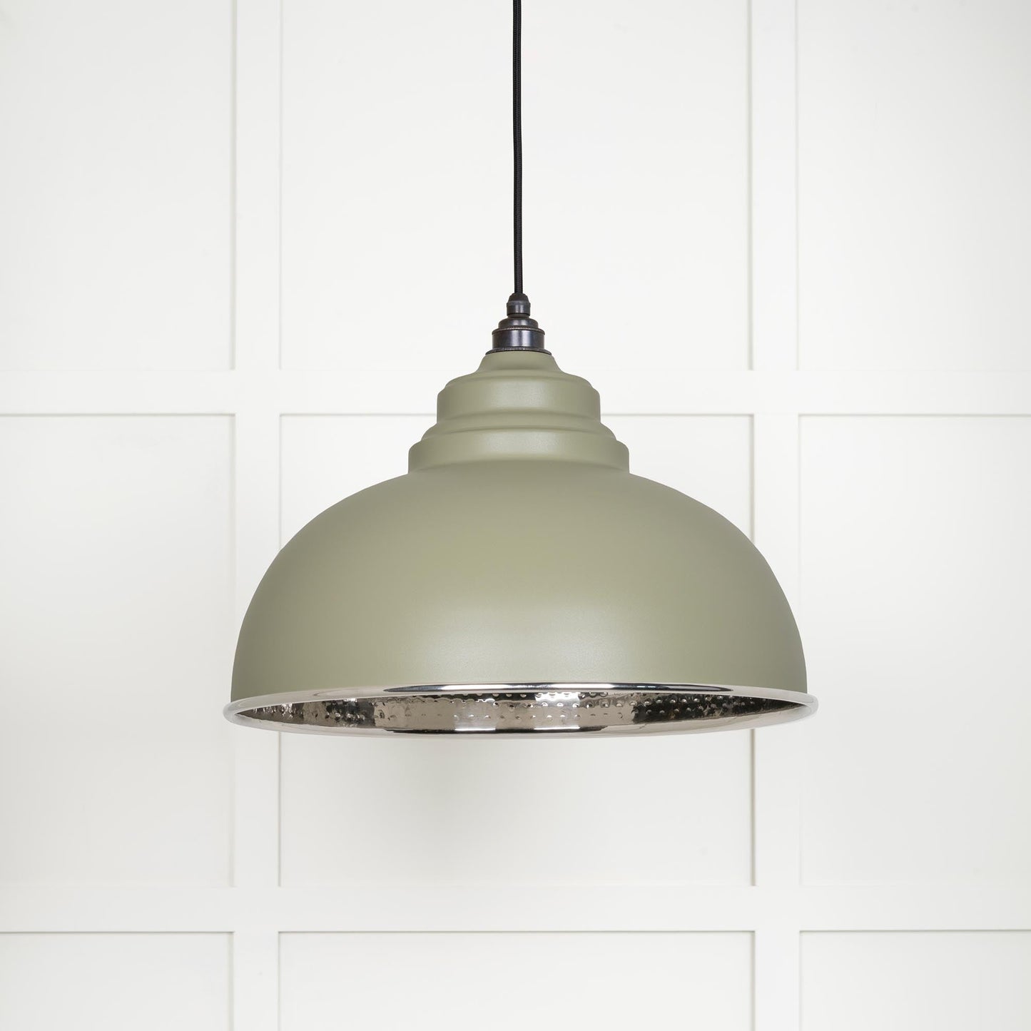 Hammered Nickel Harborne Pendant Light  Tump, Front Side.