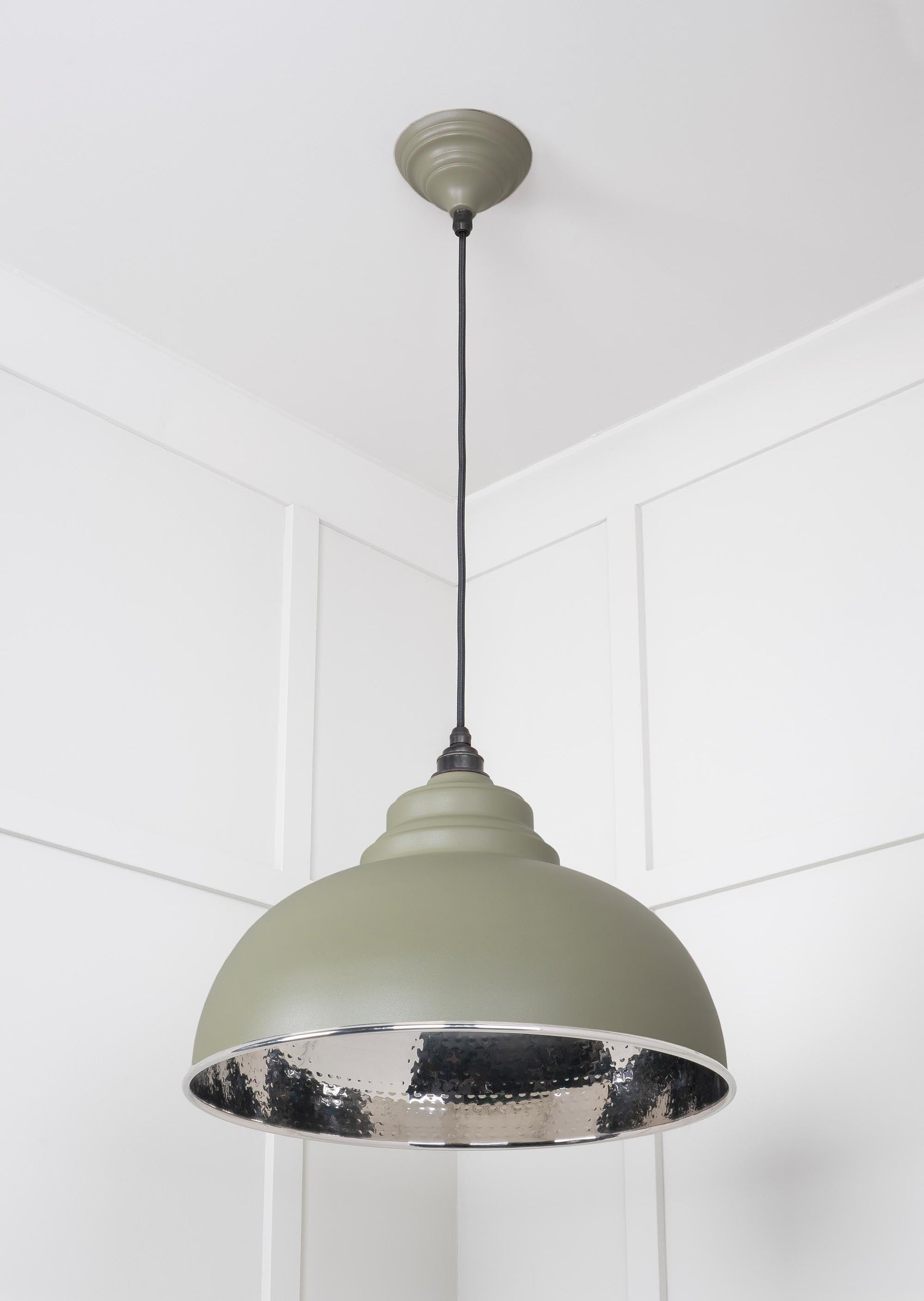 Hammered Nickel Harborne Pendant Light  Tump, Underside.