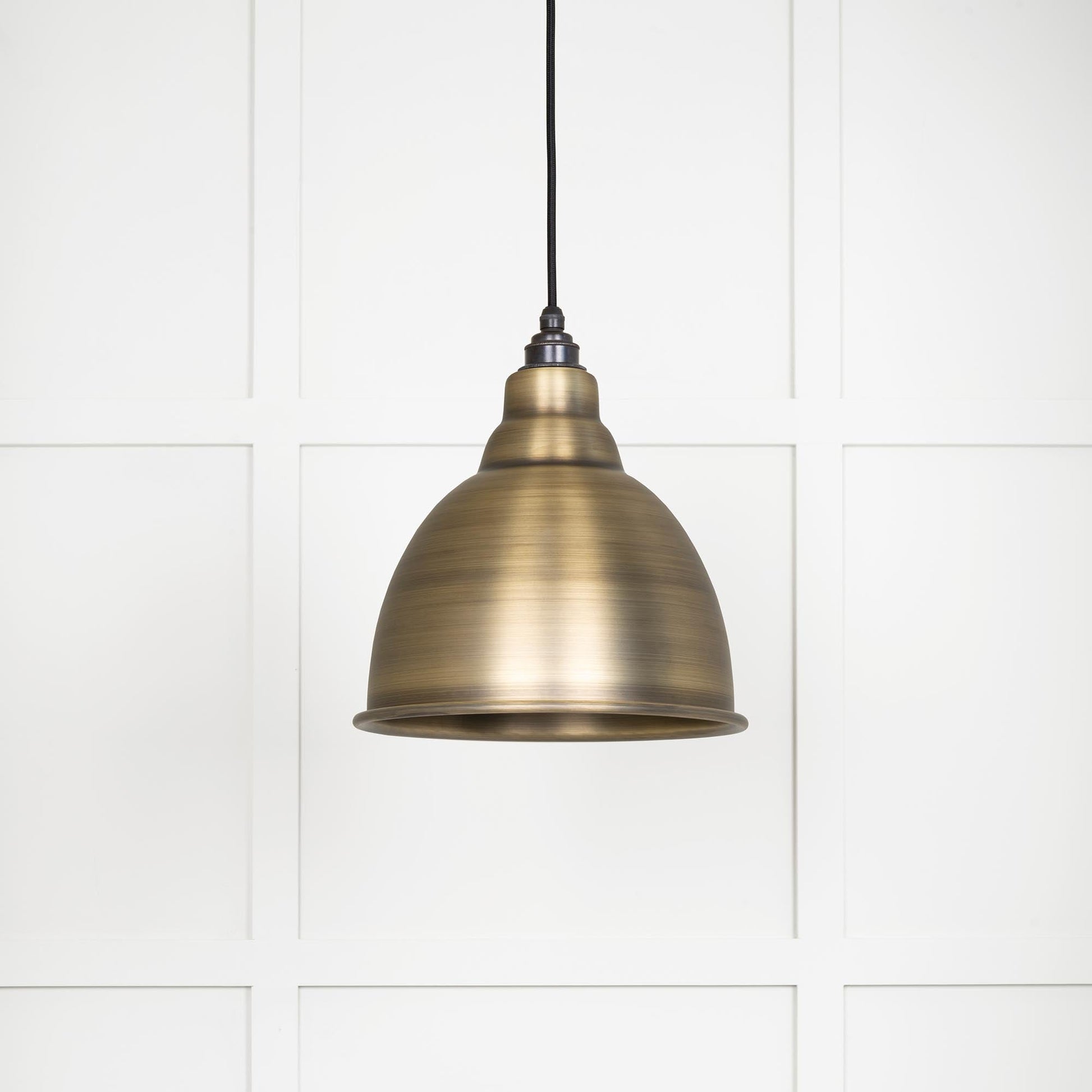 Aged Brass Brindley Pendant Light, Front Side.