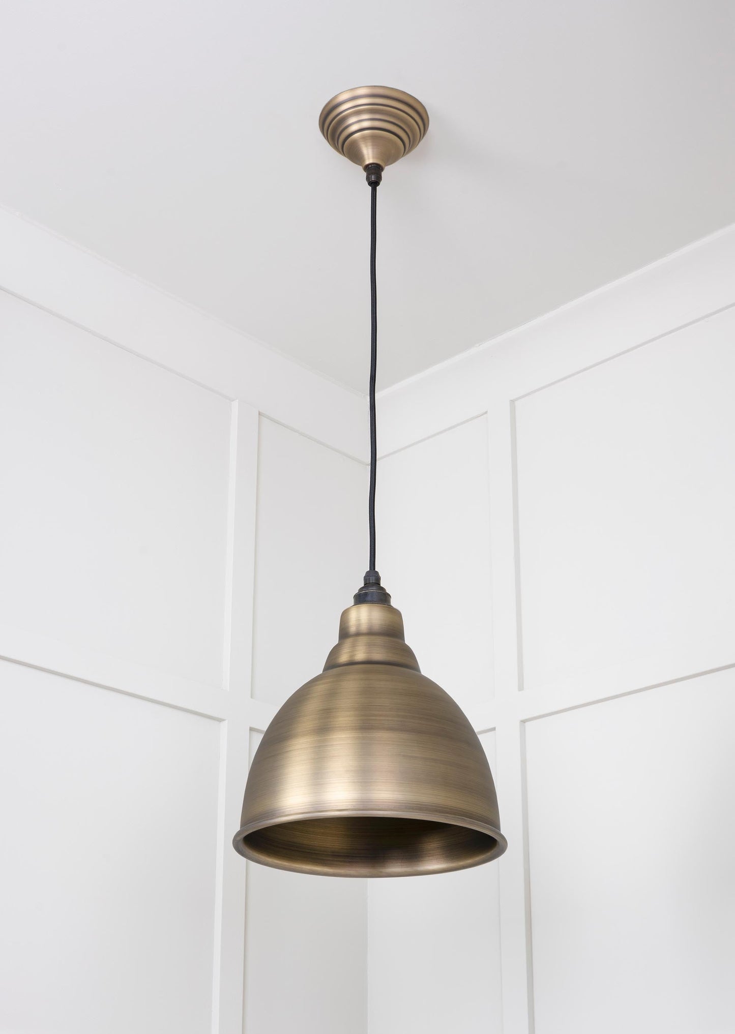 Aged Brass Brindley Pendant Light, Underside.