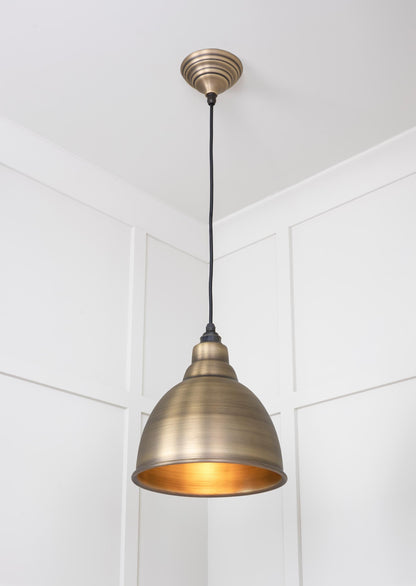 Aged Brass Brindley Pendant Light, Underside.