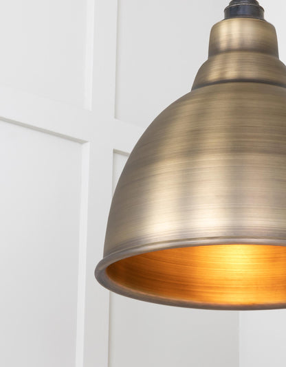 Aged Brass Brindley Pendant Light, Detailed close up view of pendant.