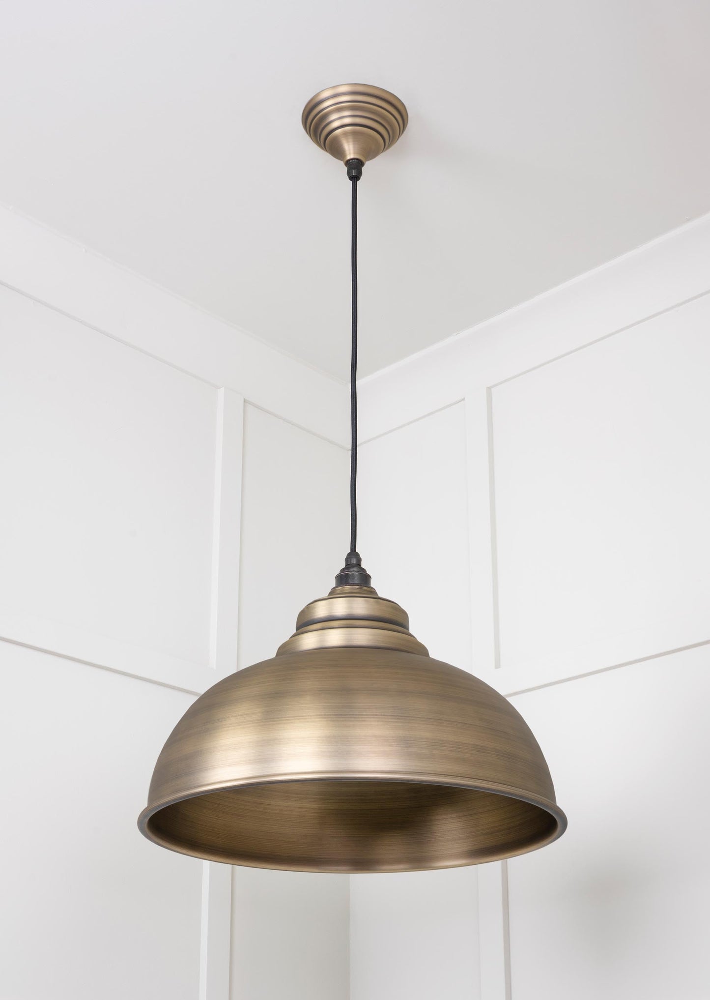 Aged Brass Harborne Pendant Light, Underside.