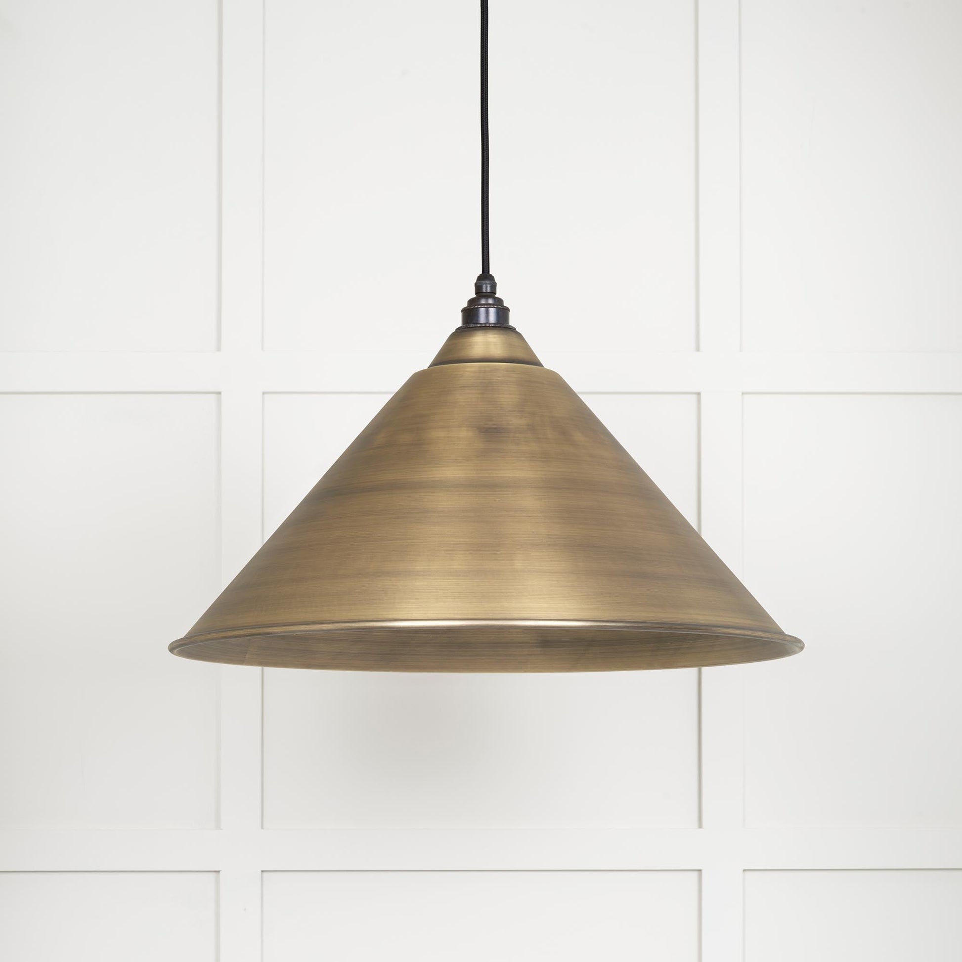 Aged Brass Hockley Pendant Light, Front Side.