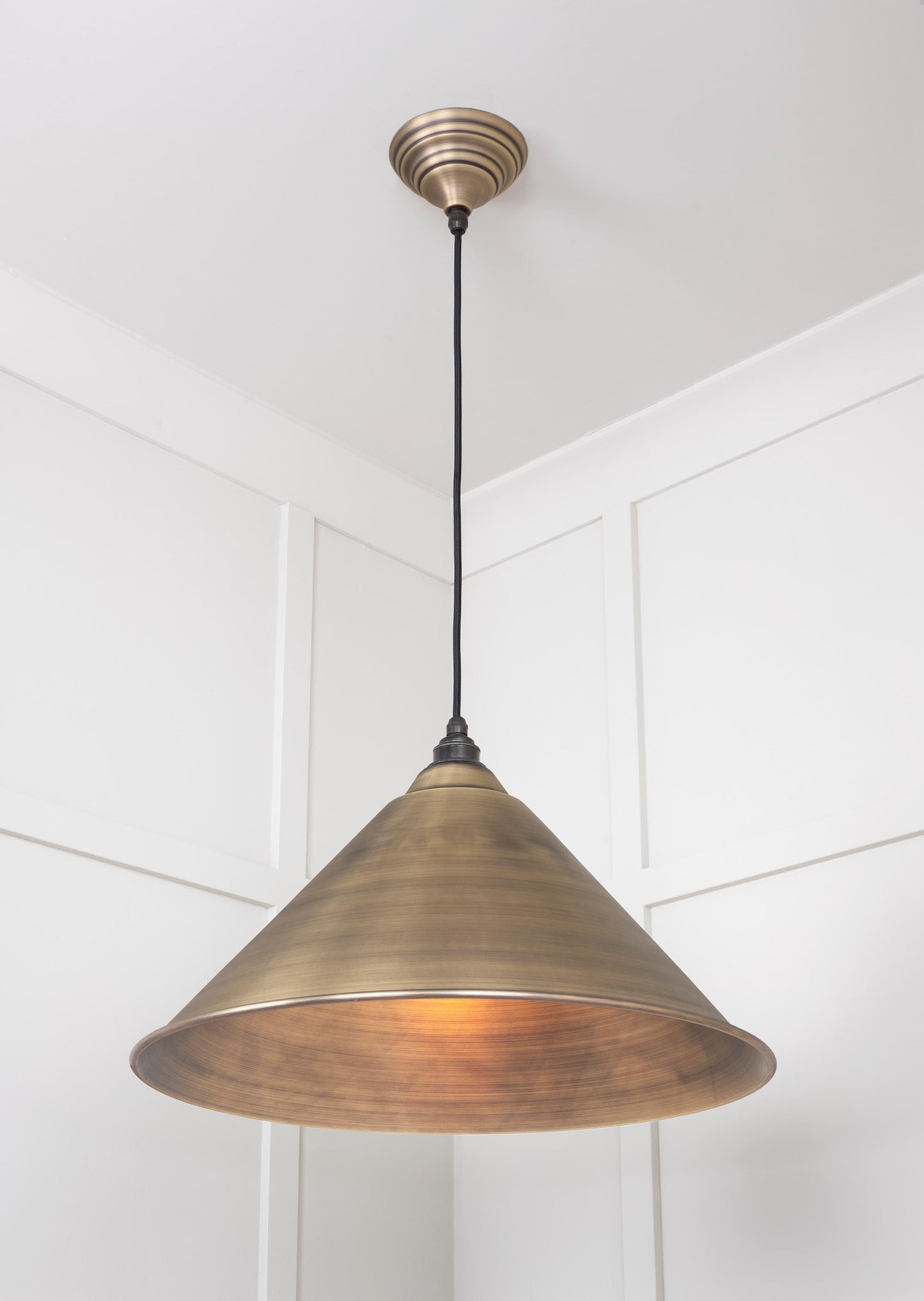 Aged Brass Hockley Pendant Light, Underside.