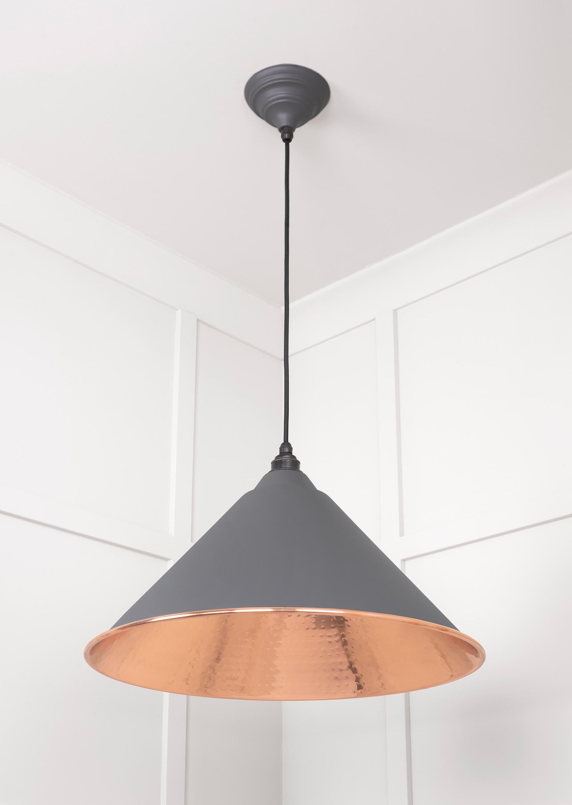 Hammered Copper Hockley Pendant Light  Bluff, Underside.