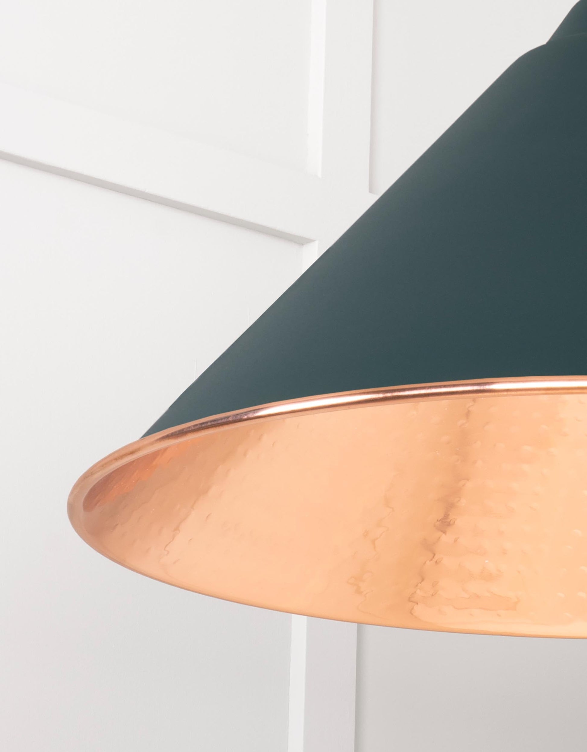 Hammered Copper Hockley Pendant Light  Dingle, Detailed close up view of pendant.