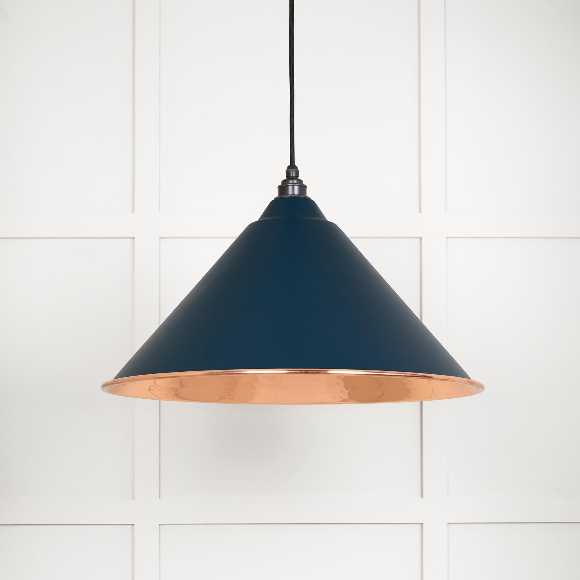 Hammered Copper Hockley Pendant Light  Dusk, Front Side.