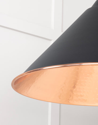 Hammered Copper Hockley Pendant Light  Elan Black, Detailed close up view of pendant.