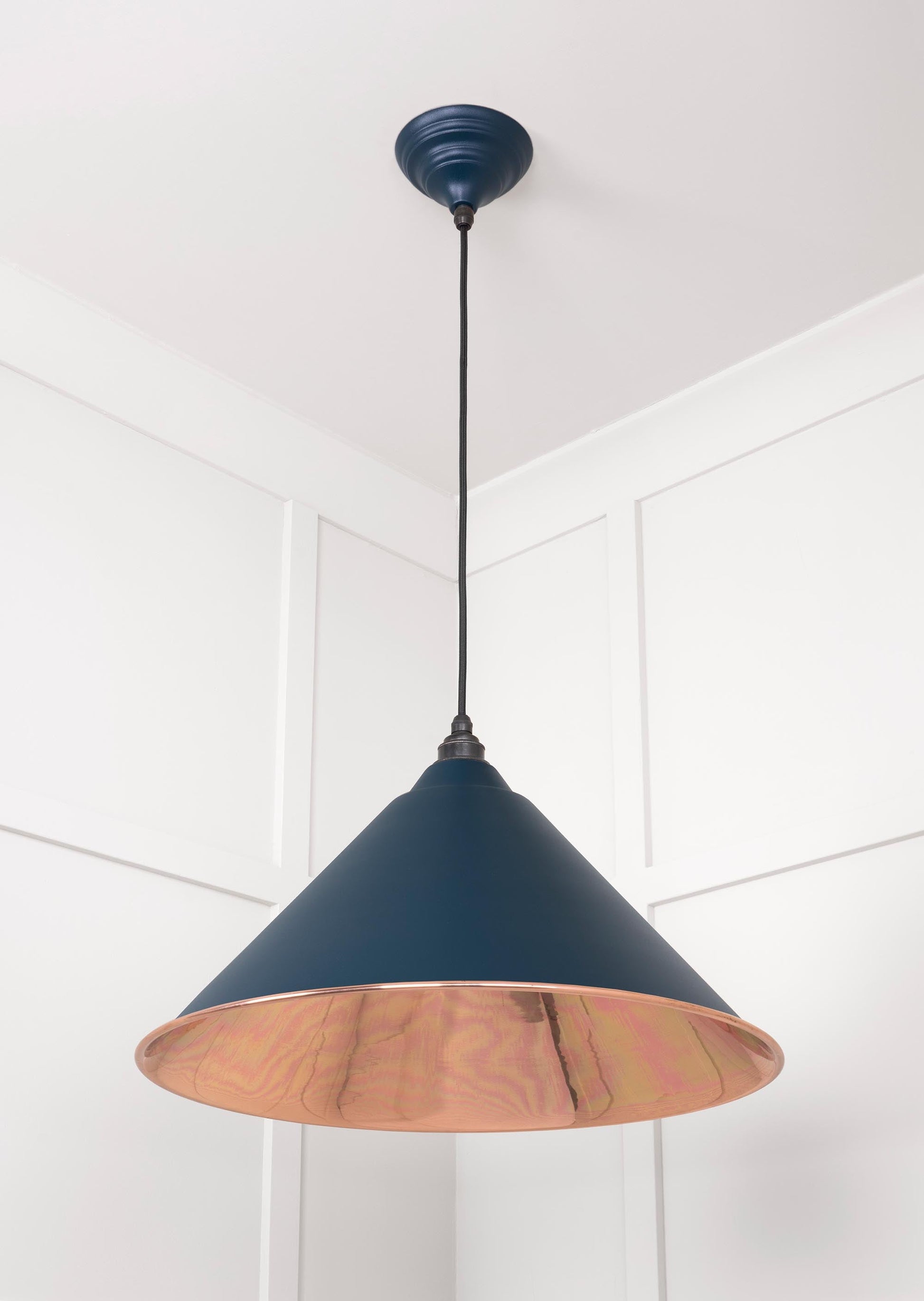 Smooth Copper Hockley Pendant Light  Dusk, Underside.