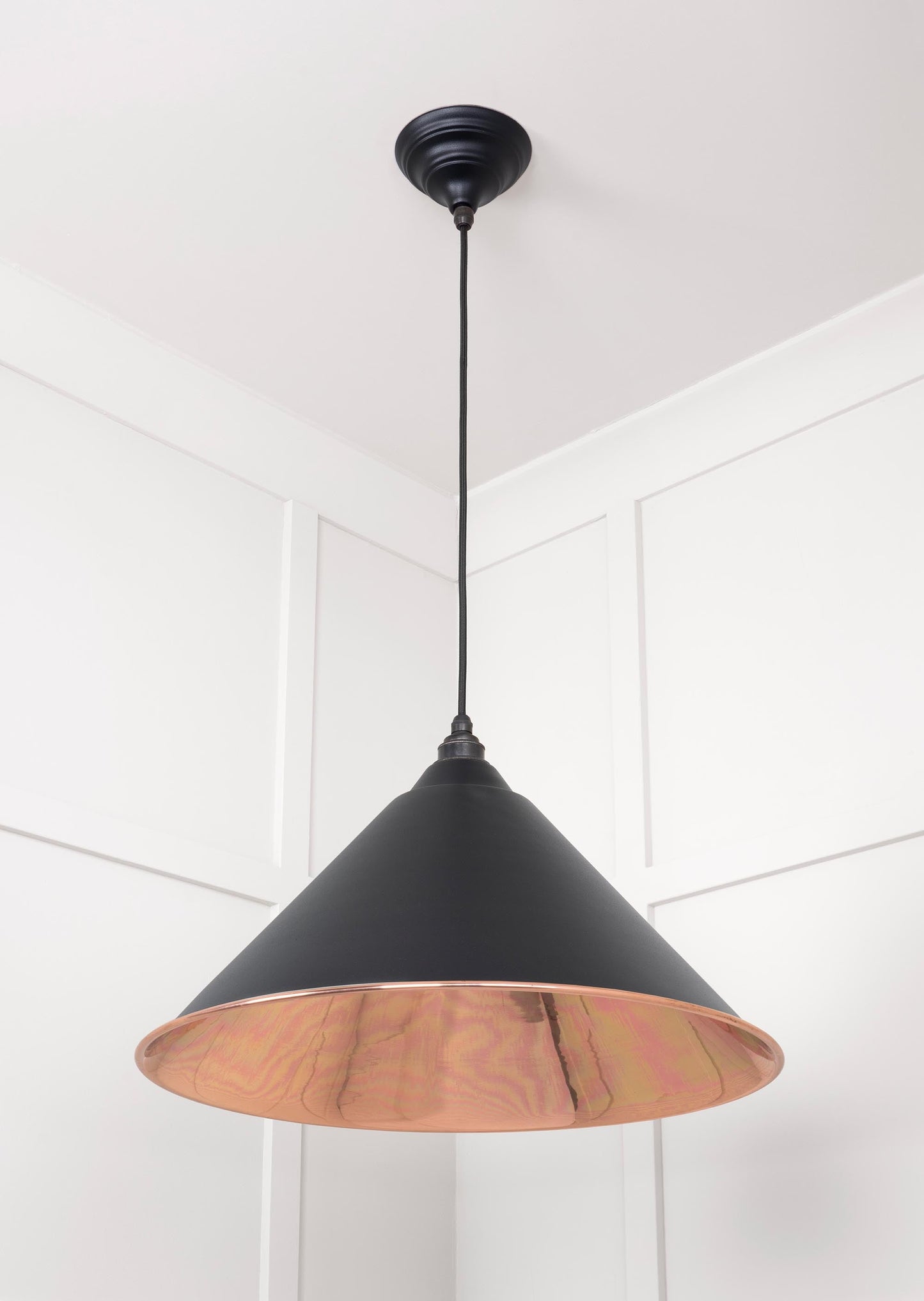 Smooth Copper Hockley Pendant Light  Elan Black, Underside.