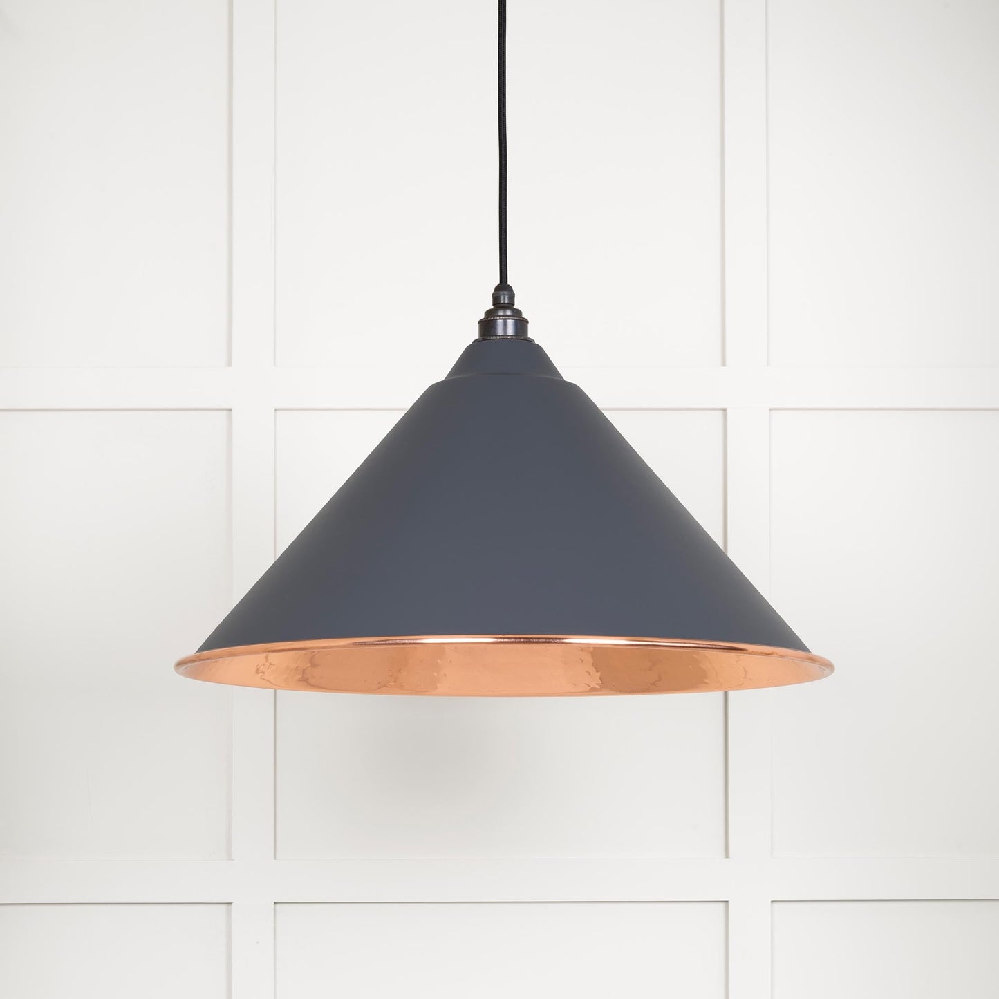 Hammered Copper Hockley Pendant Light  Slate, Front Side.