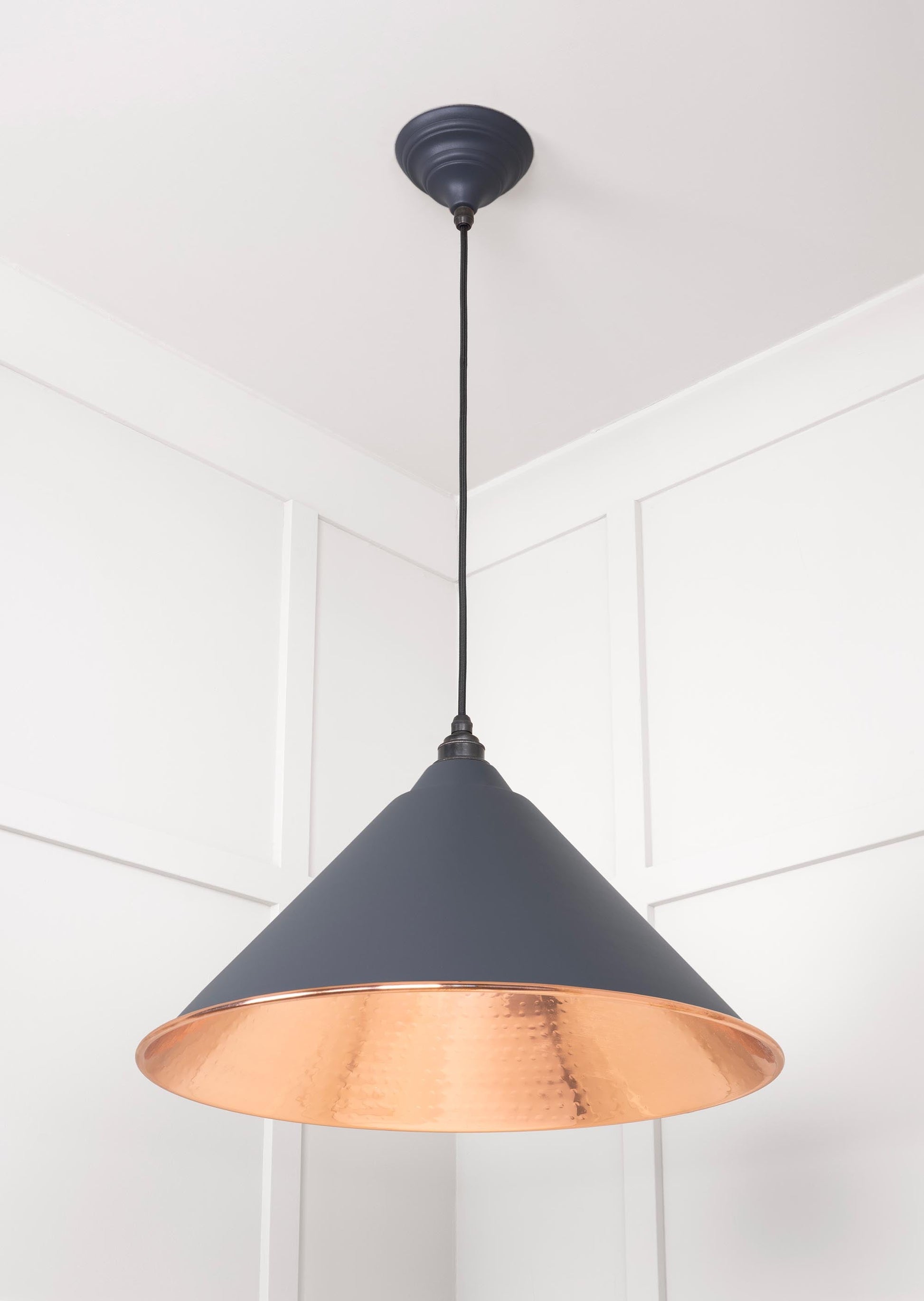 Hammered Copper Hockley Pendant Light  Slate, Underside.