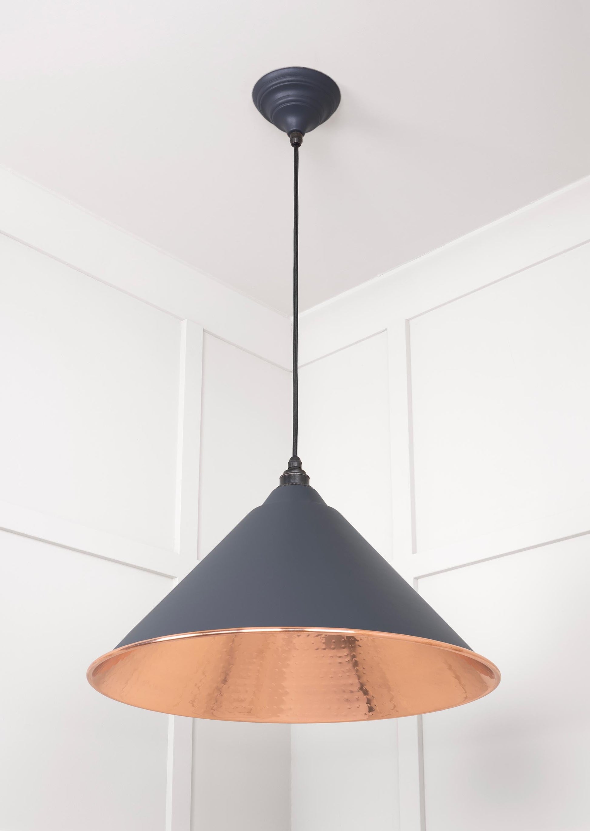 Hammered Copper Hockley Pendant Light  Slate, Underside.