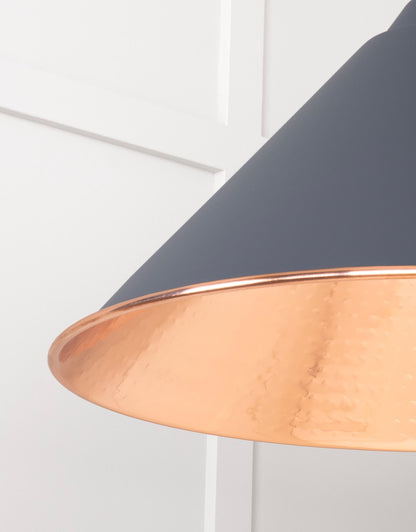 Hammered Copper Hockley Pendant Light  Slate, Detailed close up view of pendant.