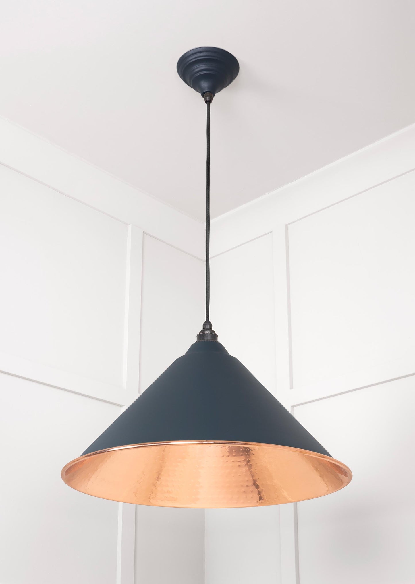 Hammered Copper Hockley Pendant Light  Soot, Underside.