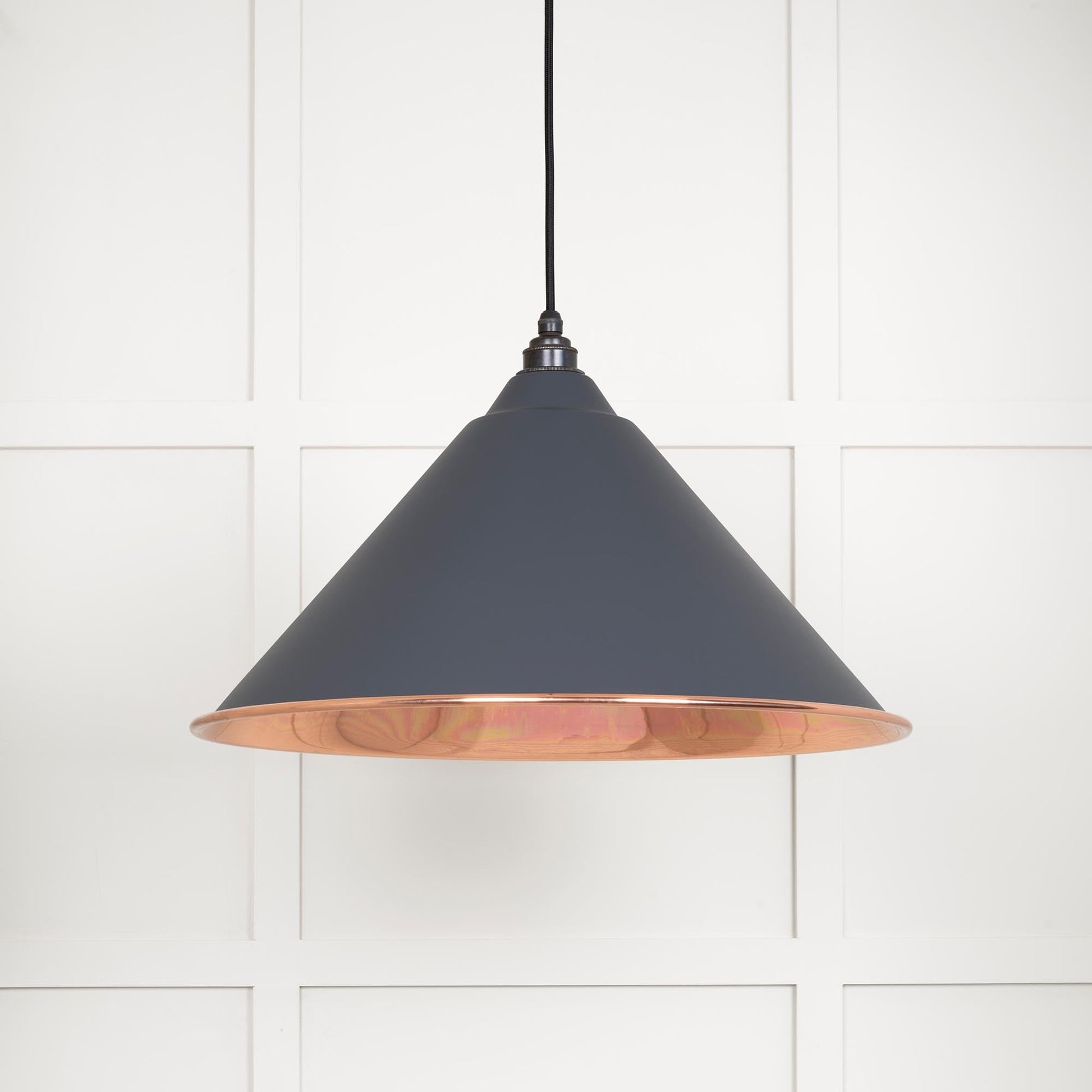 Smooth Copper Hockley Pendant Light  Slate, Front Side.