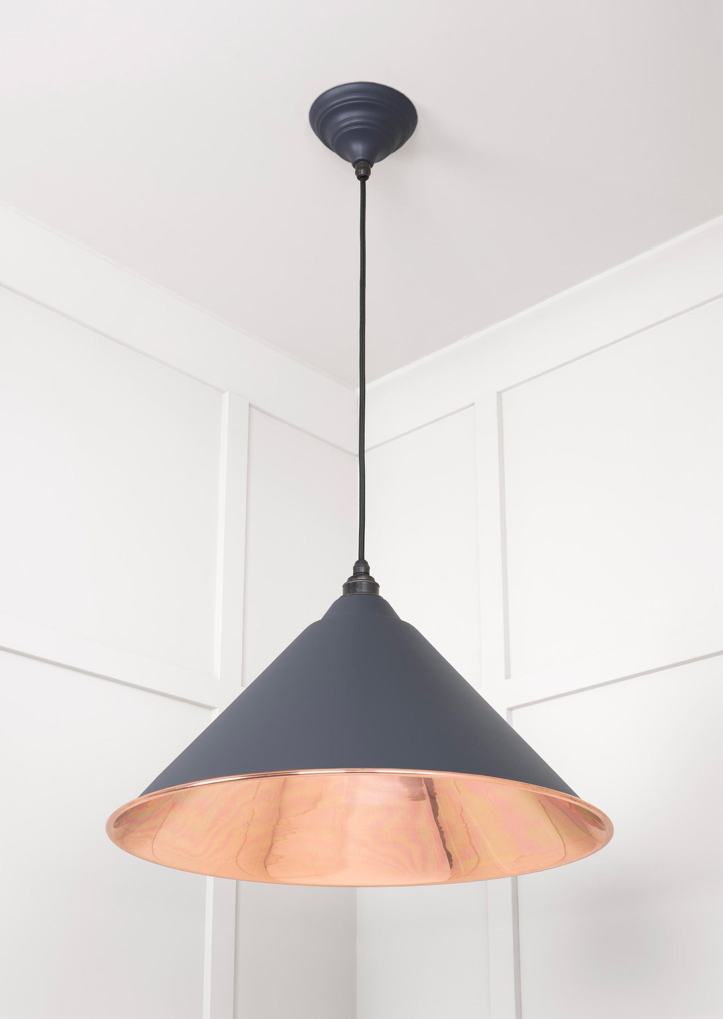 Smooth Copper Hockley Pendant Light  Slate, Underside.