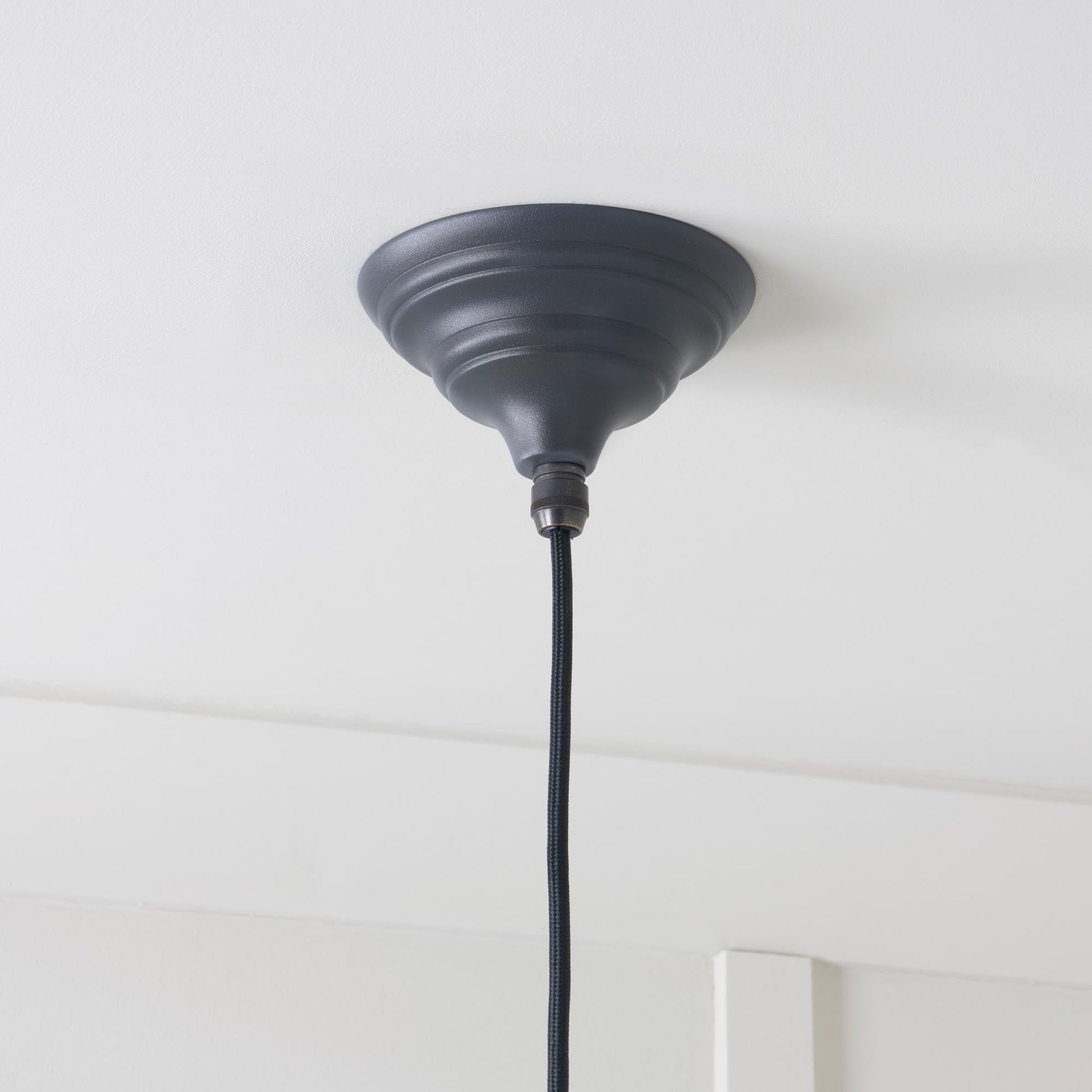 Smooth Copper Hockley Pendant Light  Slate, close up view of fitting and cable.