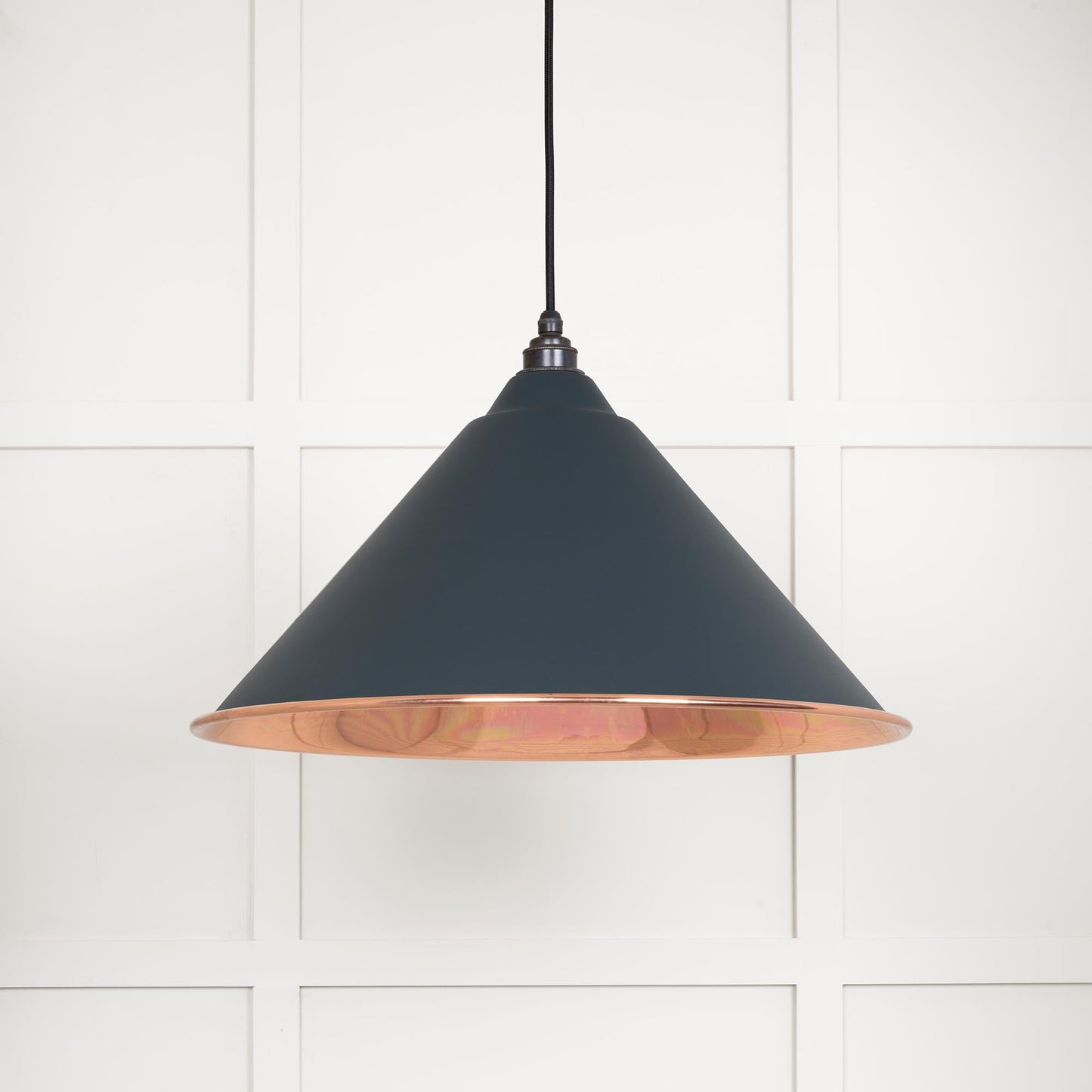 Smooth Copper Hockley Pendant Light  Soot, Front Side.