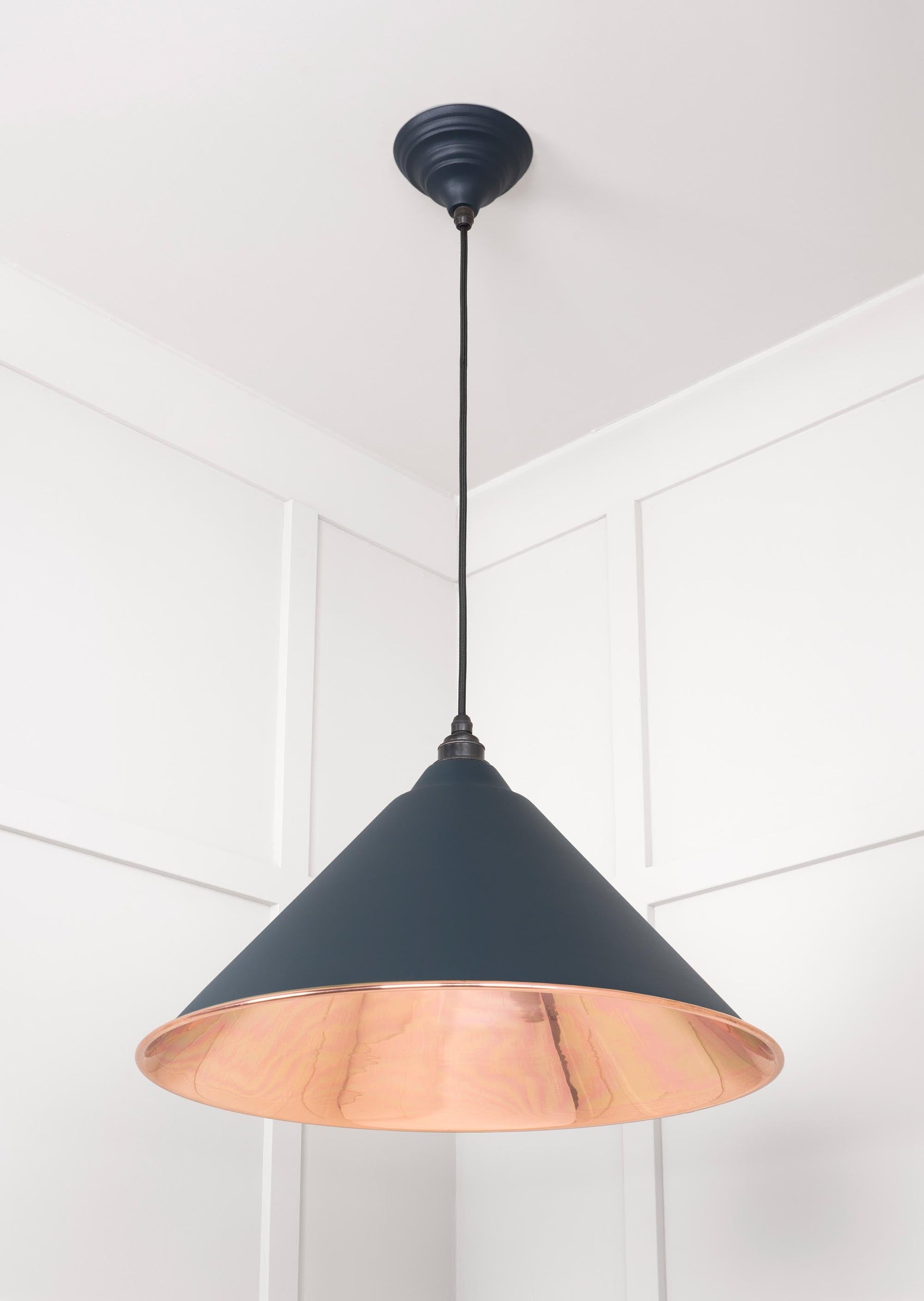 Smooth Copper Hockley Pendant Light  Soot, Underside.