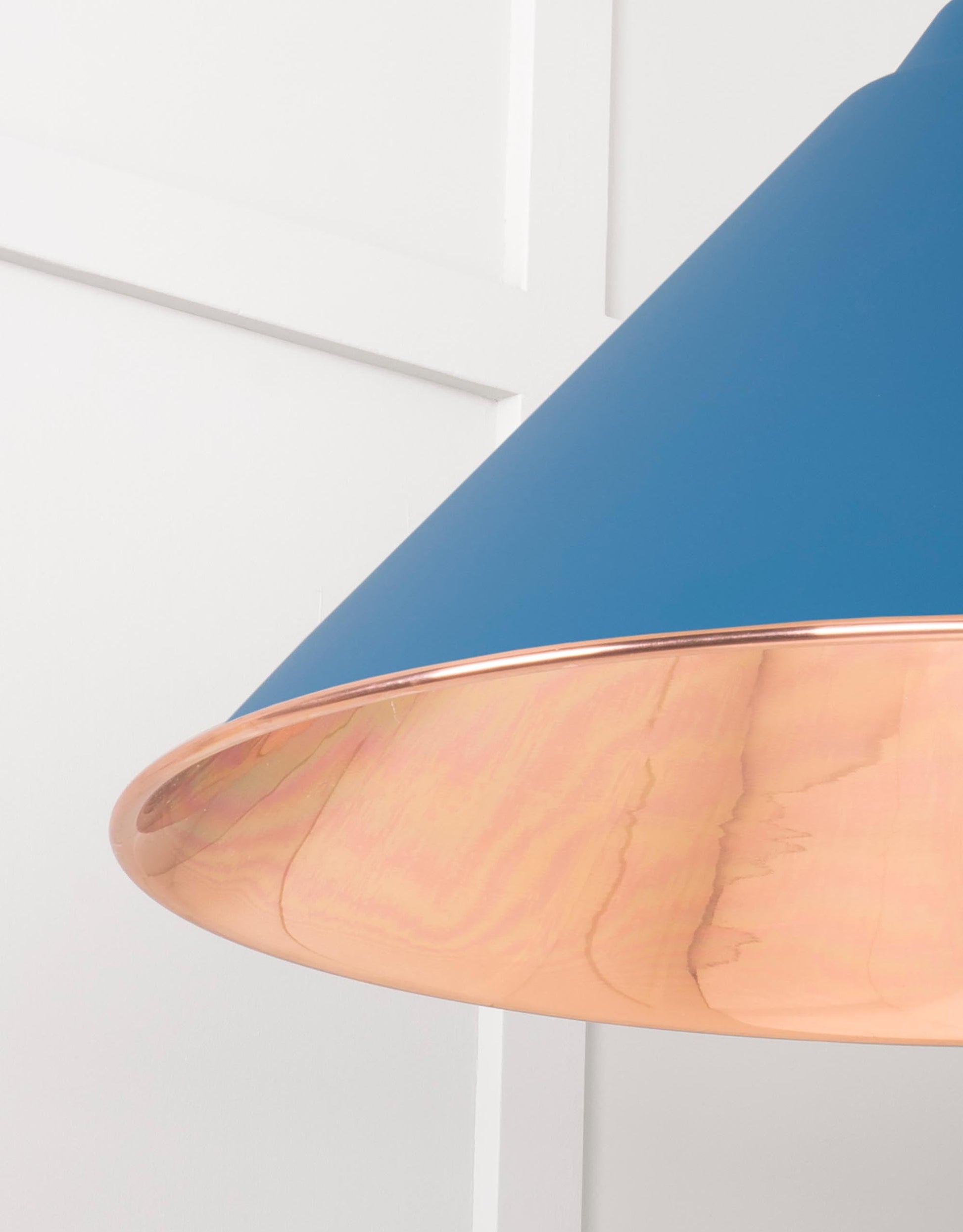 Smooth Copper Hockley Pendant Light  Upstream, Detailed close up view of pendant.