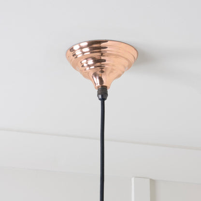 Smooth Copper Hockley Pendant Light Copper, close up view of fitting and cable.