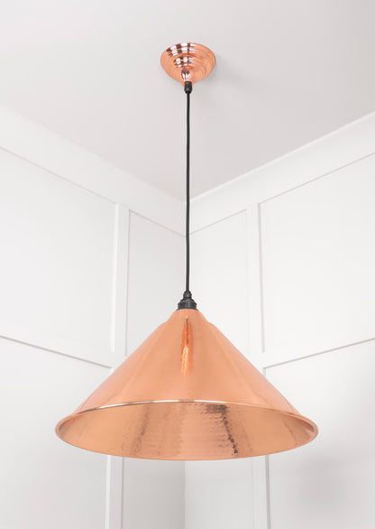 Hammered Copper Hockley Pendant Light Copper, Underside.