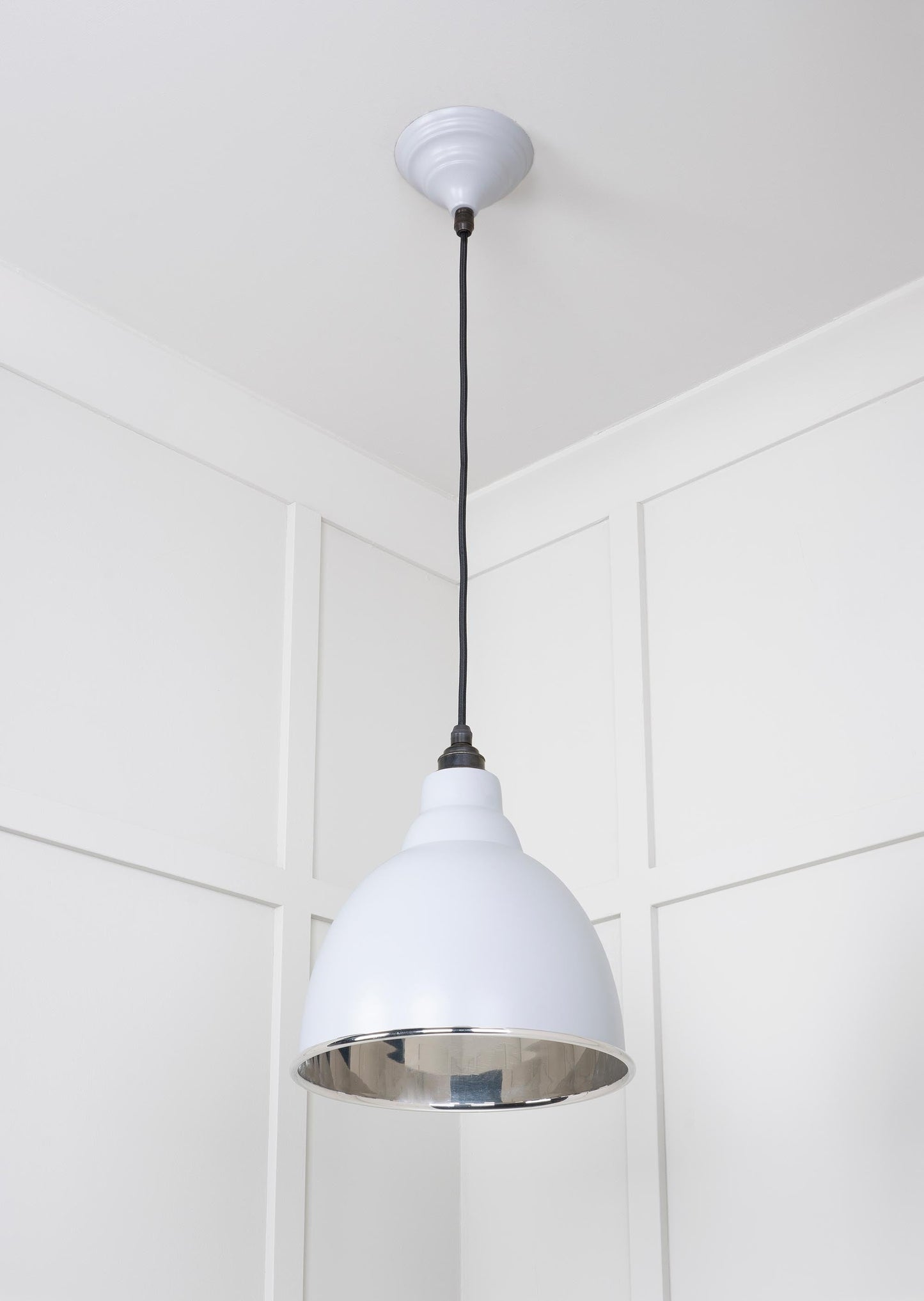 Smooth Nickel Brindley Pendant Light  Birch, Underside.