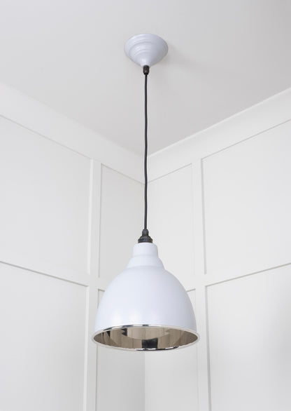 Smooth Nickel Brindley Pendant Light  Birch, Underside.