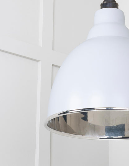 Smooth Nickel Brindley Pendant Light  Birch, Detailed close up view of pendant.