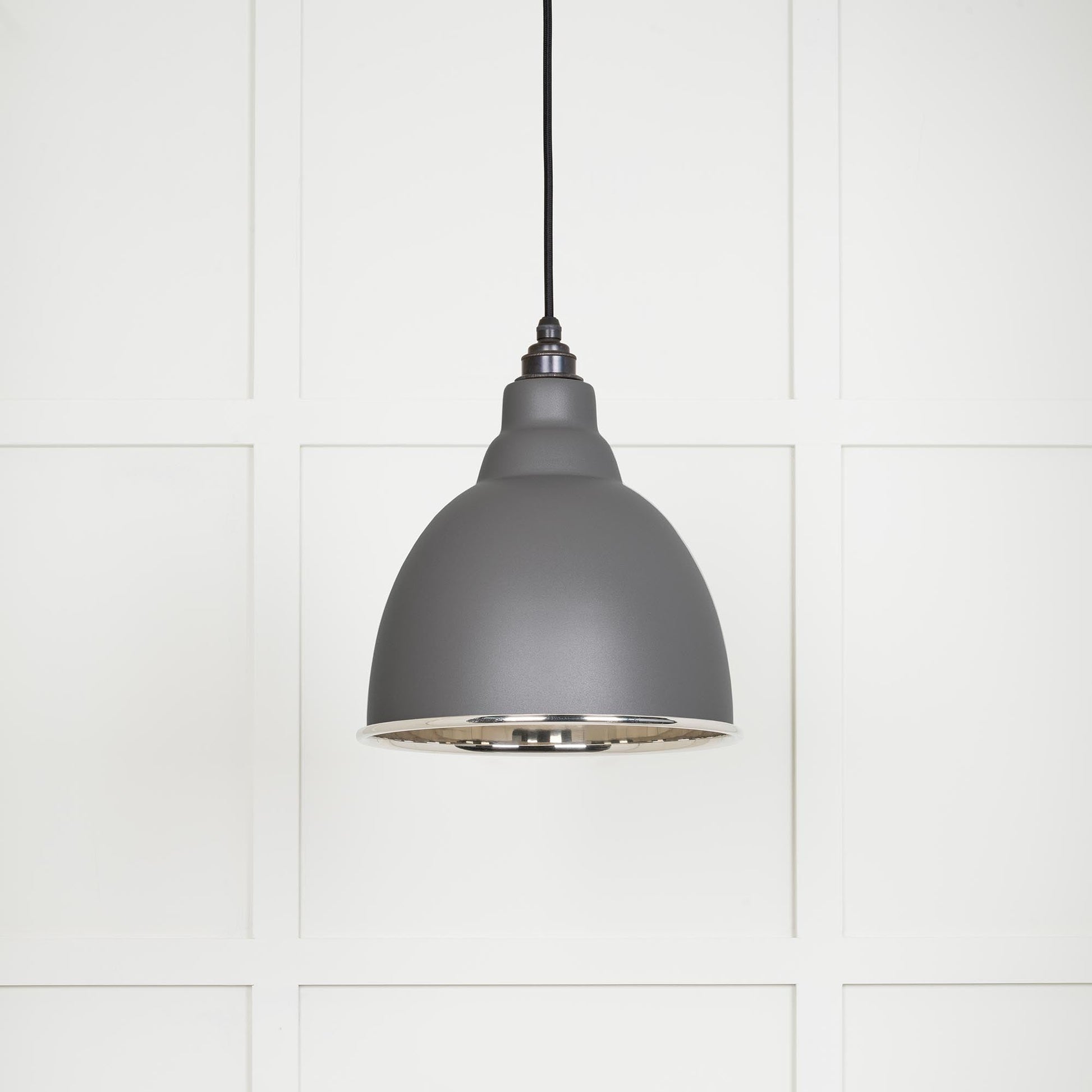 Smooth Nickel Brindley Pendant Light  Bluff, Front Side.