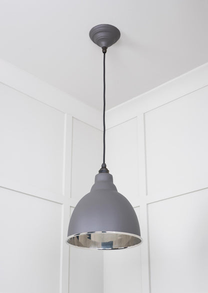 Smooth Nickel Brindley Pendant Light  Bluff, Underside.