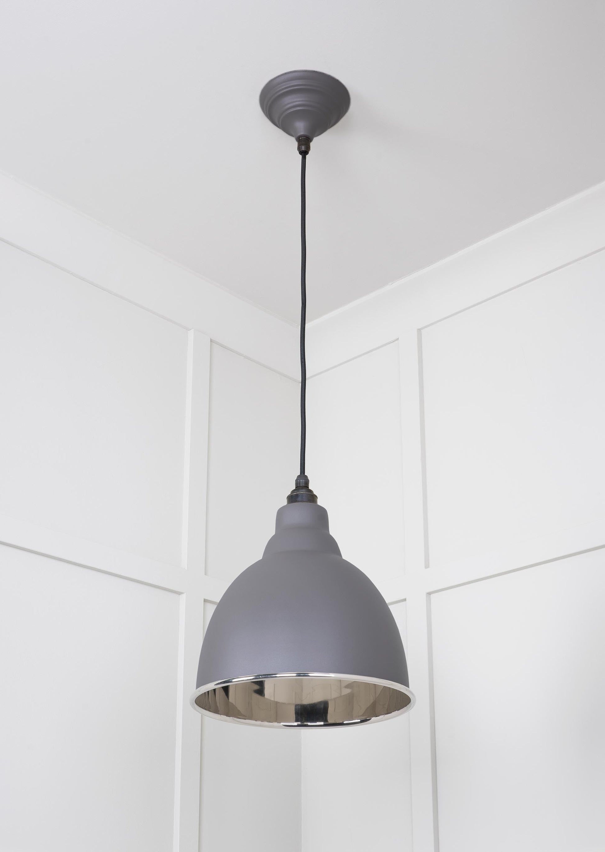 Smooth Nickel Brindley Pendant Light  Bluff, Underside.