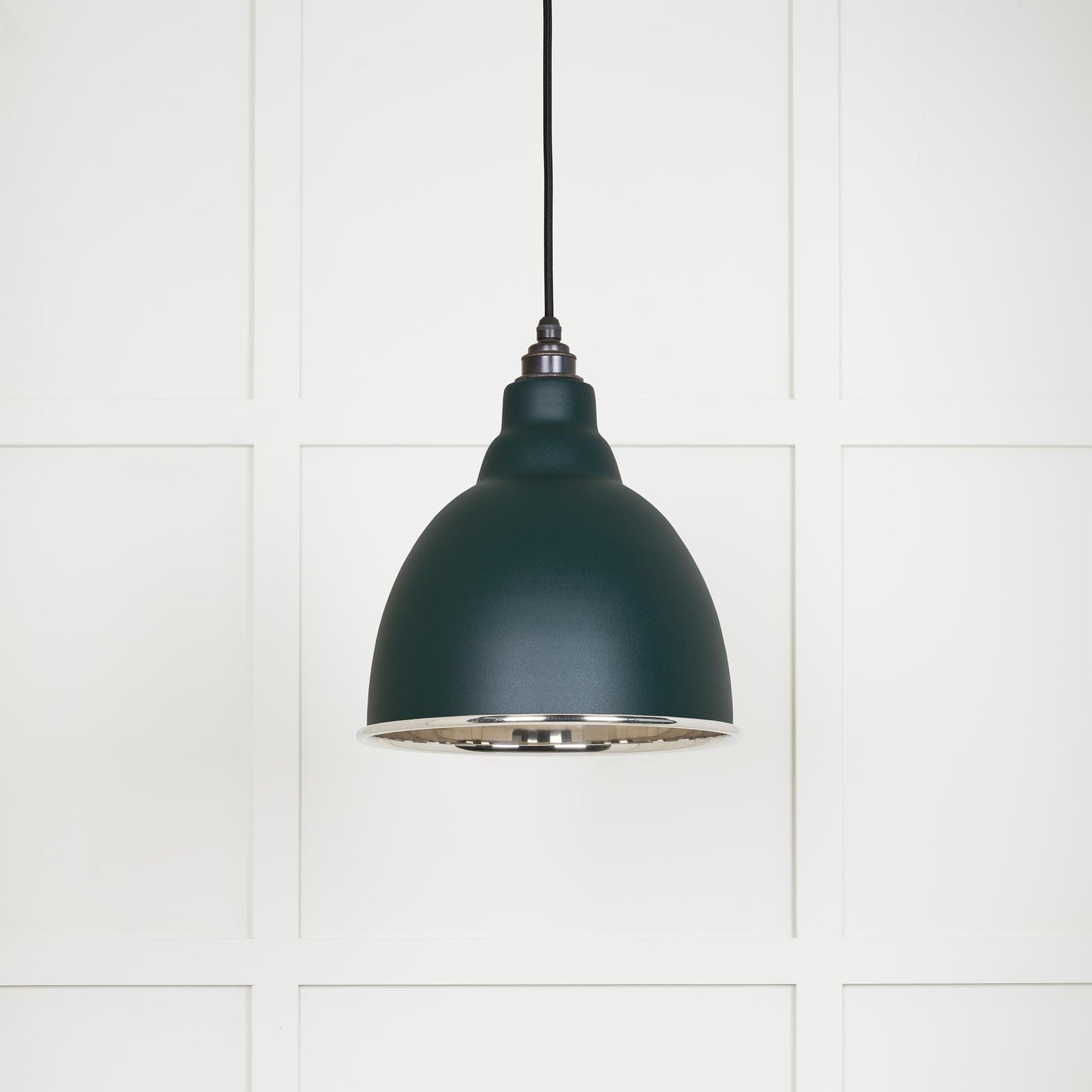 Smooth Nickel Brindley Pendant Light  Dingle, Front Side.