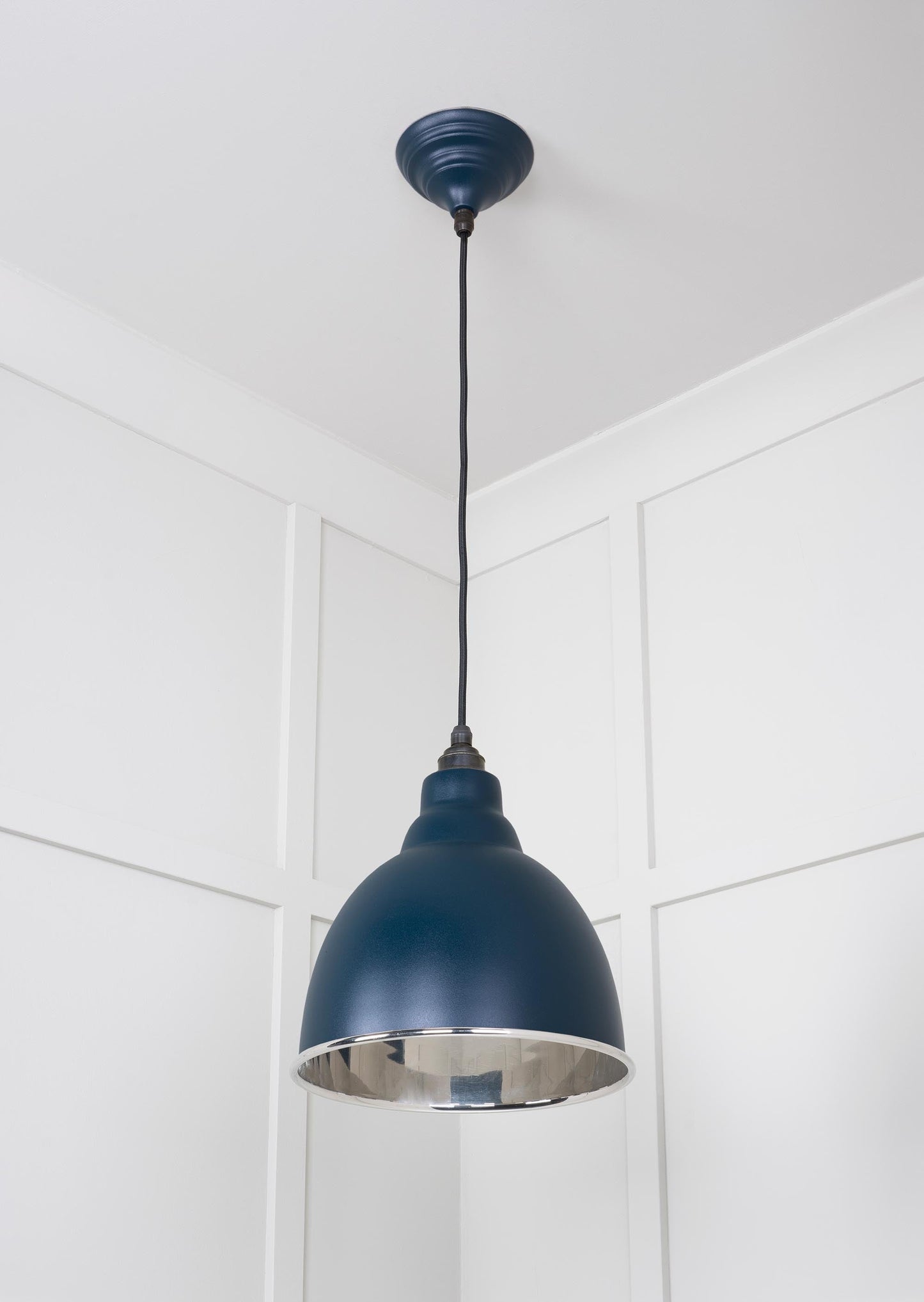 Smooth Nickel Brindley Pendant Light  Dusk, Underside.