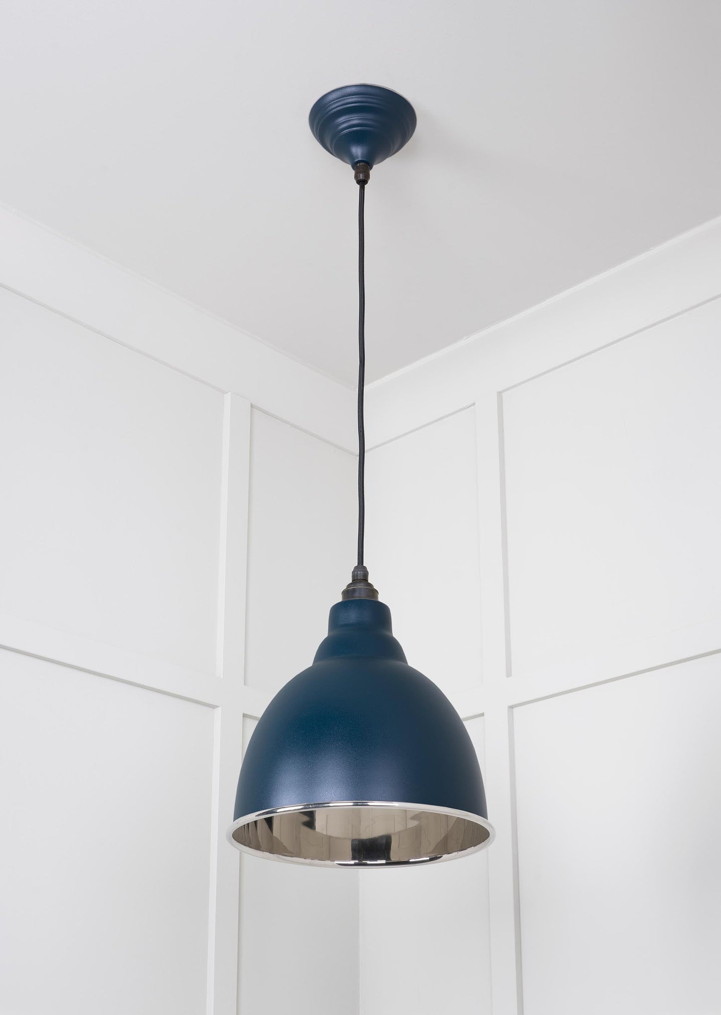 Smooth Nickel Brindley Pendant Light  Dusk, Underside.