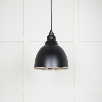 Smooth Nickel Brindley Pendant Light  Elan Black, Front Side.