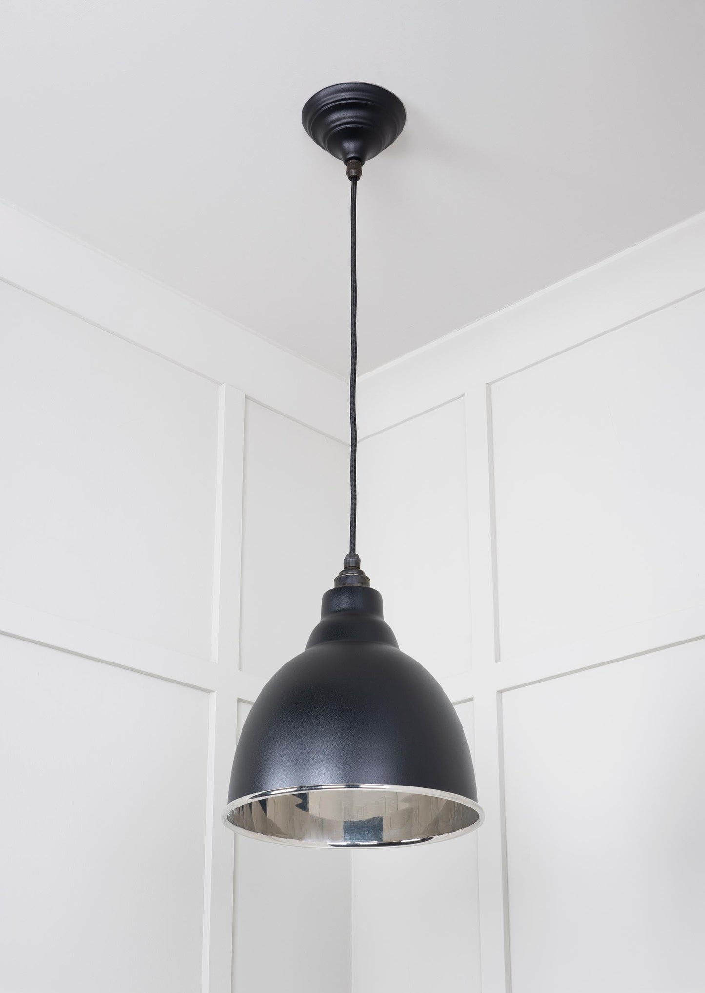 Smooth Nickel Brindley Pendant Light  Elan Black, Underside.